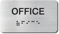 Office Signs with Raised Text & Grade 2 Braille, Brushed Aluminum/Silver Finish by EliteSign