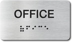 Office Signs with Raised Text & Grade 2 Braille, Brushed Aluminum/Silver Finish by EliteSign