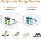 10 Pack Large Shoe Boxes Clear Plastic Stackable, Shoe Storage Organizer - Image 3