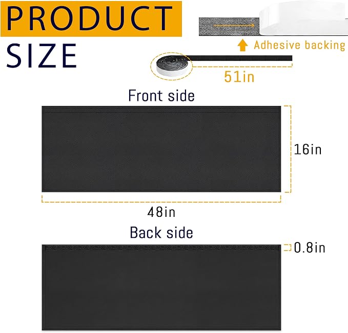 HolyMaji 48" Under Desk Privacy Panel Self-Adhesive Modesty Panel 600D Heavy - Image 2