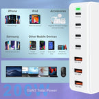 USB C Charger Block 200W 7 Port GaN Fast Charging Block Station, iPhone 17/16/15 - Image 3