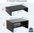TEAMIX Wood Monitor Stand Riser-2 Pack, 2 Tier Adjustable Monitor Stand Dual - Image 5