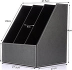 KINGFOM Desktop Wooden Leatherette Magazine File Holder-Organizer-3 Compartment - Image 3