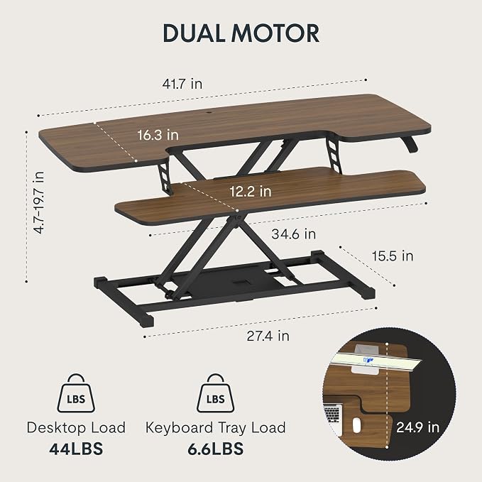 FLXISPOT 42" Standing Desk Converter Sit to Stand up Riser Height Adjustable - Image 2