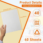 Guakicae 40 Sheets Grey Cardstock 8.5 x 11 Certificate Paper, 75lb Heavyweight - Image 2