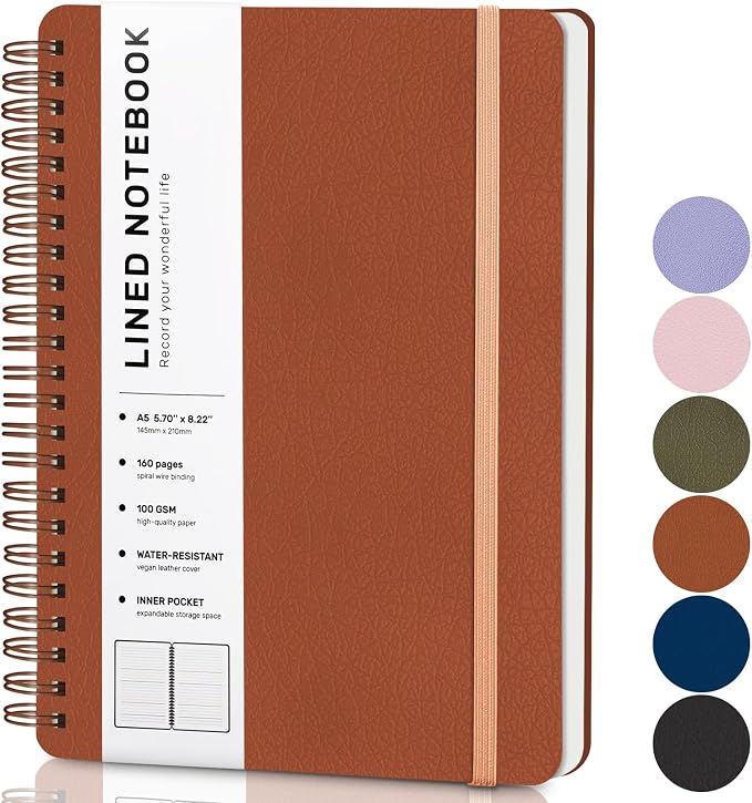 ABERLLS Brown Lined Spiral Journal Notebook by ABERLLS