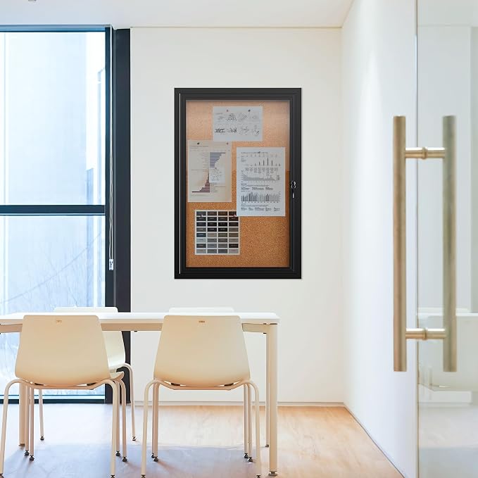 36"x24" Lockable Enclosed Bulletin Board, Outdoor Cork Weather-Resistant - Image 7