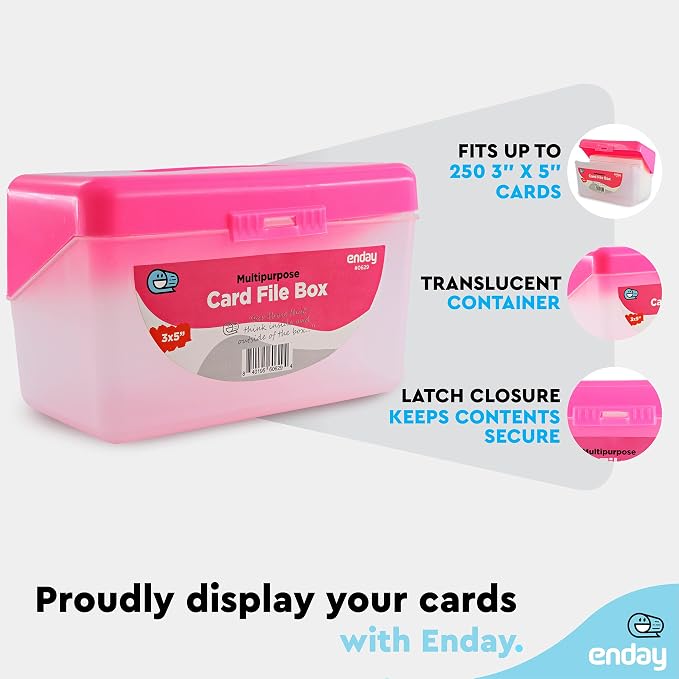 Enday Index Card Holder Pink, 3x5 Note Flash Card Organizer Case, Index Card - Image 3