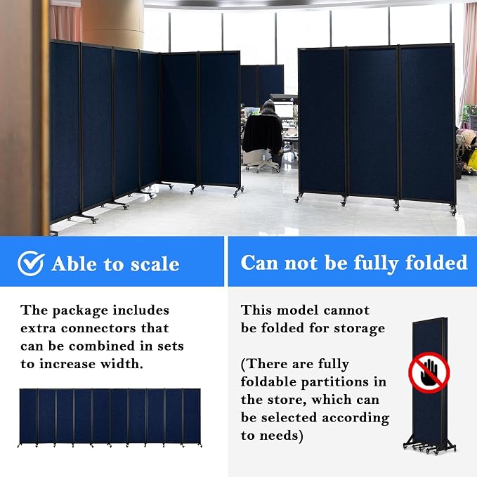 Upgrade Version Room Partition and Divider, Freestanding Rolling Dividers - Image 4