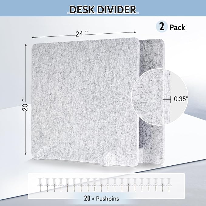 AMUSIGHT 2 Pack Acoustic Desk Dividers - Image 2
