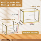 BTSKY Golden Glass Index Card Organizer Box, 3x5 Inch Index Cards Holder - Image 3
