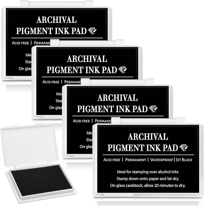 MotiMind 4 Pcs Black Archival Pigment Waterproof Ink Pad by MotiMind