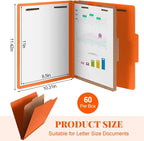 Skyygemm 60 Pcs Classification Folders Letter Size, 1 Divider Pressboard File - Image 2