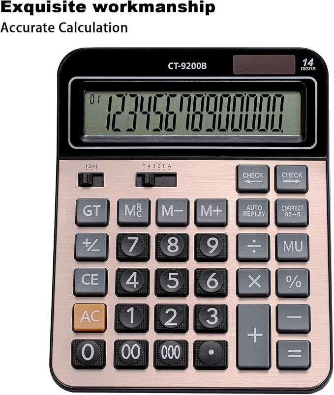 HIHUHEN Large Computer Electronic Calculator Counter Solar & Battery Power 14 - Image 3
