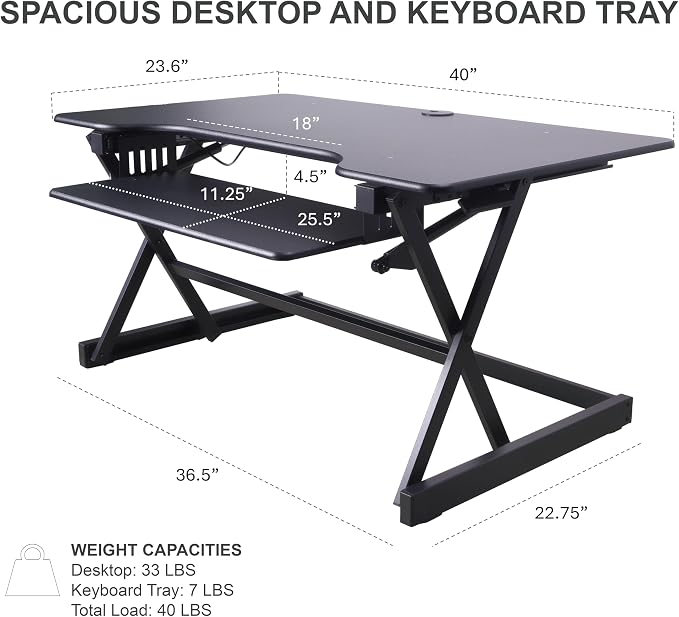 Rocelco 40" Large Height Adjustable Standing Desk - Image 4