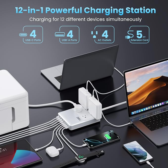 12-in-1 Charging Station USB C Power Strip - Image 2