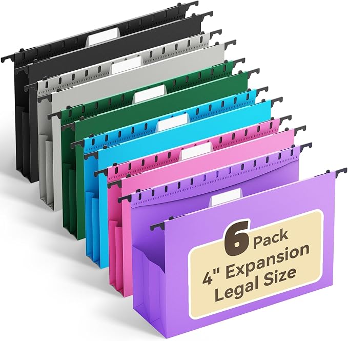 Ansook Legal Size Hanging File Folders Extra Capacity, Heavy Duty 4" Expandable by Ansook