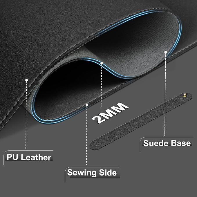 BLESWIN Desk Pad Protector, Leather & Suede Desk Mat, Non-Slip Desk Pad Mat - Image 2