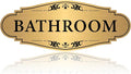 Bathroom Sign Sticker for Business and Home，Self-adhesive Brushed Gold Bathroom by LUHIMO
