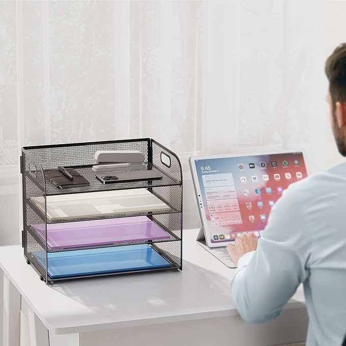 Marbrasse 2 Pack 4 Tier Paper Organizer Letter Tray - Image 6