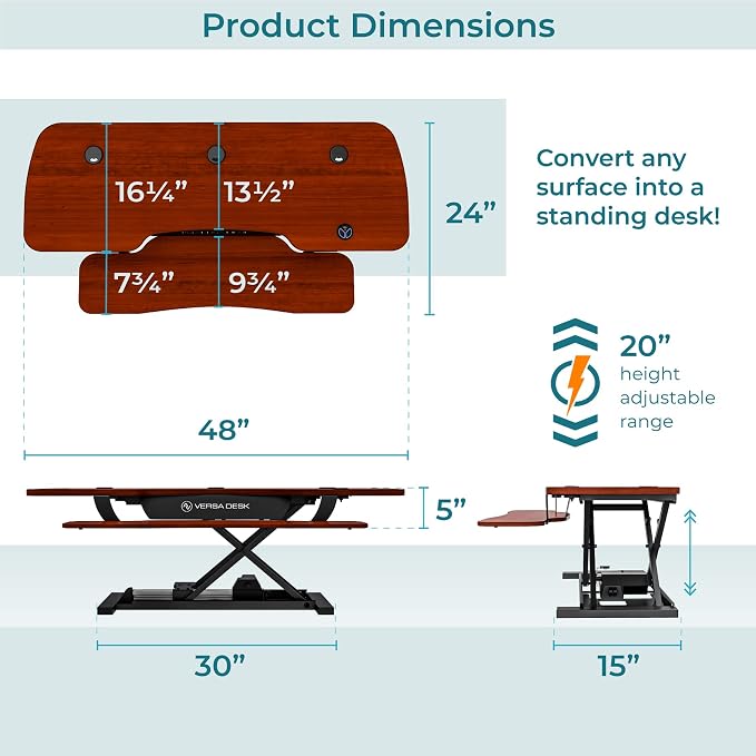 VERSADESK 48 Inch Electric Height Adjustable Ergonomic Desk Converter, - Image 4