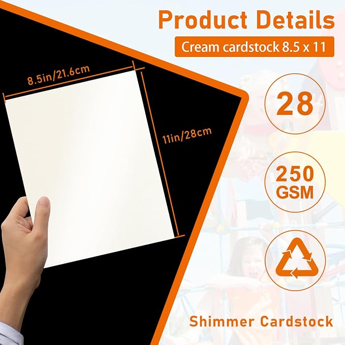 28 Sheets Cream Shimmer Cardstock 8.5 x 11 Ivory Paper, 92lb Premium Off White - Image 2