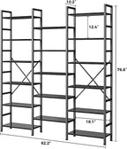 SUPERJARE Triple 6 Tier Bookshelf, Bookcase - Image 3