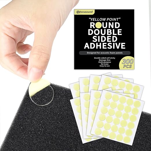Focusound 300 Pack Yellow Point Double-Sided Adhesive Dots by Focusound