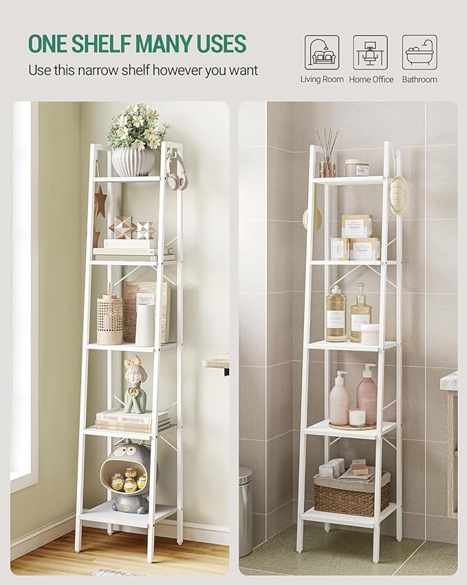 Hzuaneri Ladder Shelf, Bookshelf Bookcase, Freestanding Corner Storage Shelve - Image 4