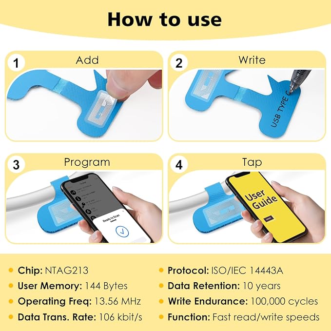 SummerBrite 24-Pack Smart NFC Cable Labels - Image 4