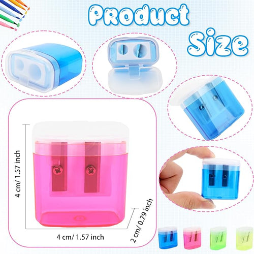 120 Pieces Pencil Sharpeners Bulk Colored Dual Holes Sharpeners Portable Manual - Image 2