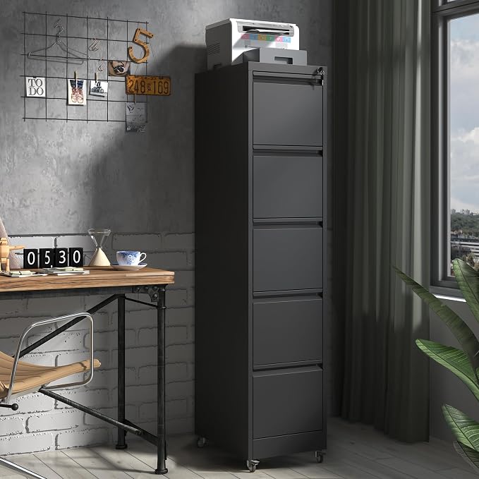 IKIMI 5 Drawer Locking File Cabinet - Image 2