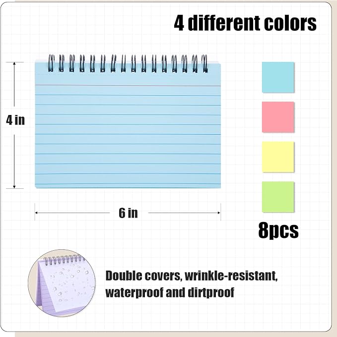 Koogel 400PCS Index Cards with Rings, 4x6 Colored Ruled Index Cards with - Image 5