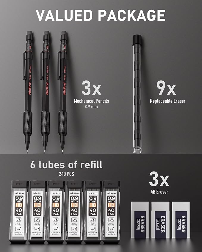 Nicpro 0.9 Metal Mechanical Pencil Set - Image 6
