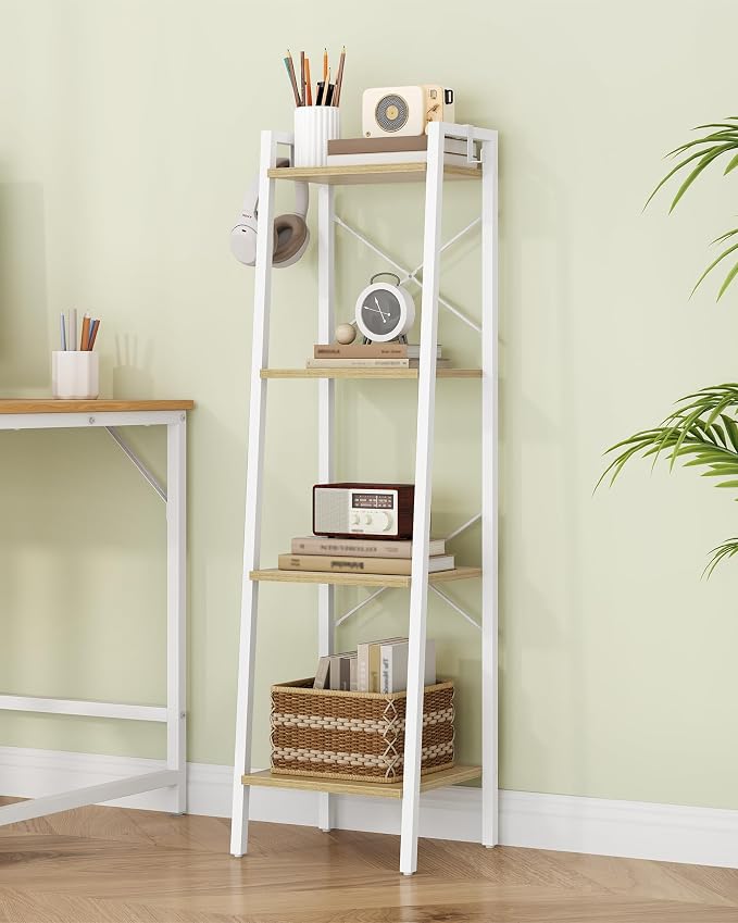 Hzuaneri Ladder Shelf, Bookshelf Bookcase, Freestanding Corner Storage Shelve - Image 3