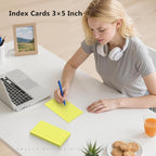 250 Count Index Cards 3 x 5 Inch, Heavyweight Yellow Lined Note Cards Portable - Image 3