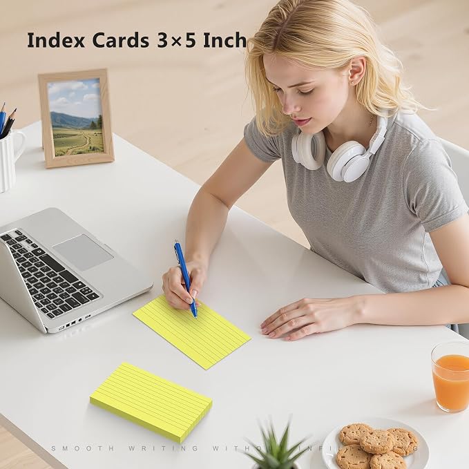 250 Count Index Cards 3 x 5 Inch, Heavyweight Colored Lined Note Cards Portable - Image 3