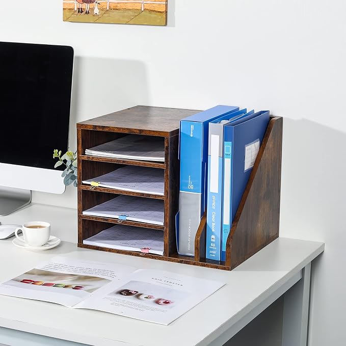 PAG Wood Desktop File Holder Organizer Mail Sorter - Image 6