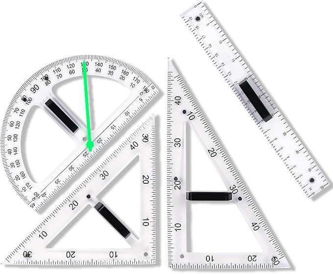 Magnetic Geometry Tool, Protractor, Triangle Rulers Easy Attachment Blackboard by CAQ