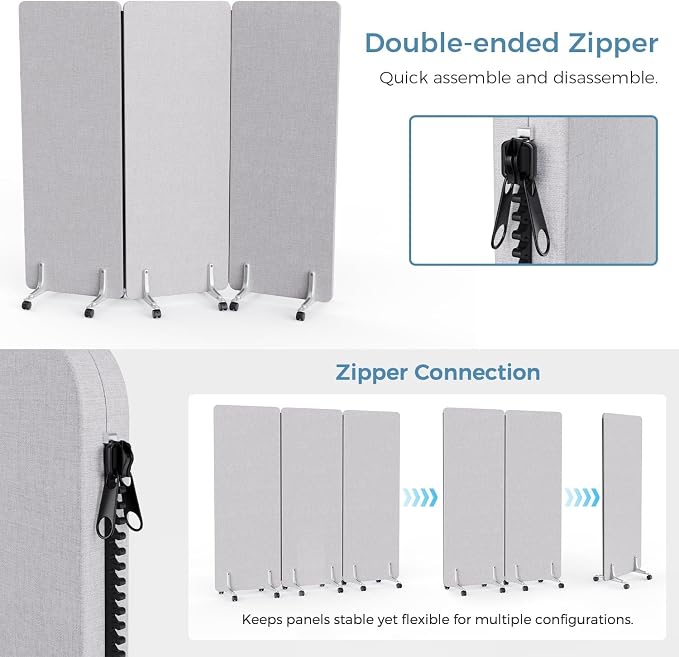 MORDEER 70.8" W x 63" H Freestanding Partition Room Dividers, Acoustic Panels - Image 7