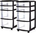 HOMZ 2-Pack Drawer Tower, 4-Tier Clear Plastic Storage Organizer Cart, and by Homz