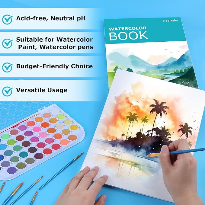 Hapikalor 2-Pack 9"x12"Watercolor Paper Pad, Bulk School Supplies - Image 3