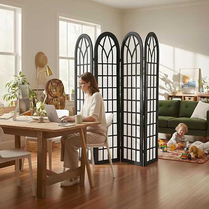Asnefeli Room Divider 4 Panel, Japanese Shoji Privacy Screen - Image 2