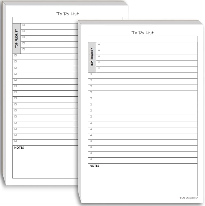 TO DO List Notepads Planner Pads. ToDo Checklist w/Priority & Note Sections. by LifeCharge