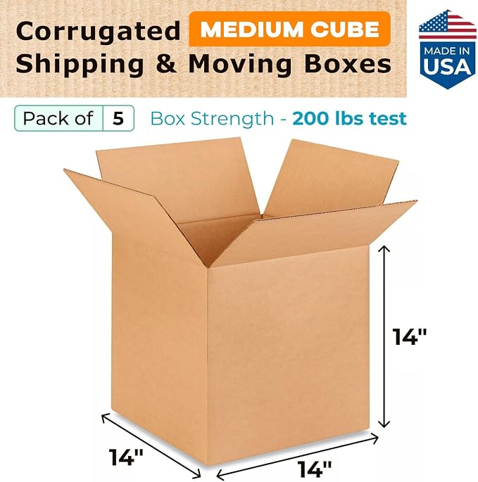 Medium Cube Moving & Shipping Boxes 14 x 14 x 14 inches - Image 2