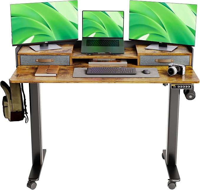 Claiks Standing Desk with Drawers, Stand Up Electric Standing Desk Adjustable by CLAIKS