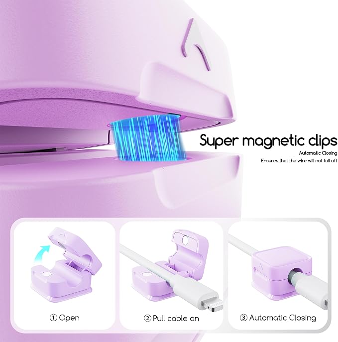 Cord Organizer Holder, 6 Pack Magnetic Desk Cable Clips Management, Hide Phone - Image 5