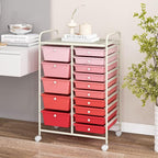 COSTWAY 15 Drawers Storage Cart, Mobile Tools Scrapbook Paper Organizer Cart - Image 2