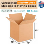 Medium Cube Moving & Shipping Boxes 10x10x10 inches - Image 2