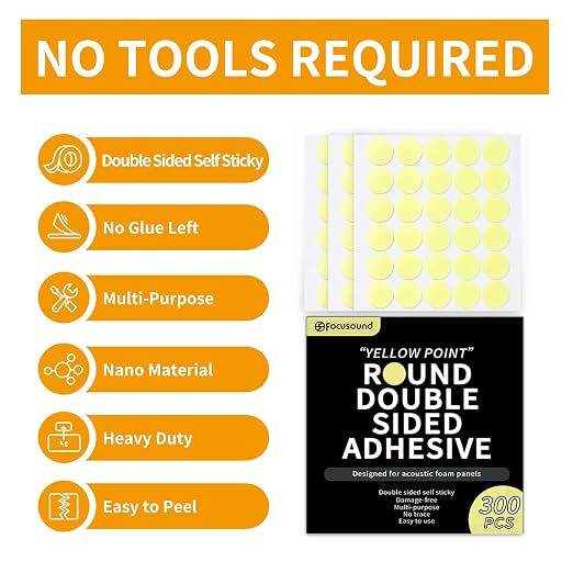 Focusound 300 Pack Yellow Point Double-Sided Adhesive Dots - Image 2